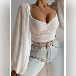 Showpo Balloon Sleeve Bodysuit